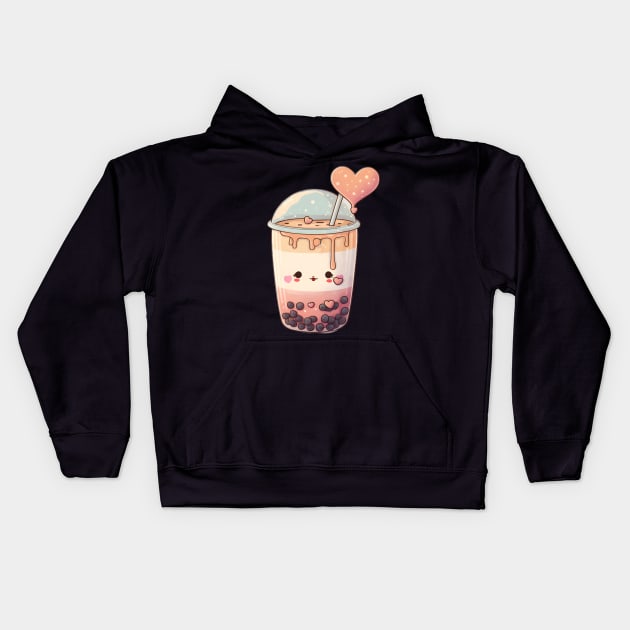 Valentine's day Bubble tea Couples boyfriend and girlfriend husband and wife lovers gift idea Kids Hoodie by Mi Styles